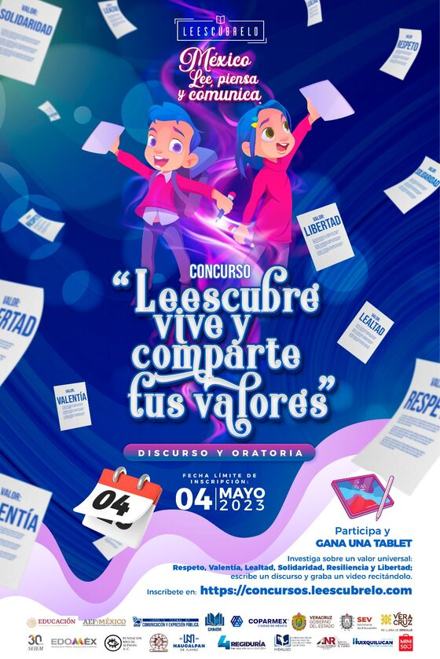Cartel 2023 del concurso de discurso y oratoria «Leescubre, vive y comparte tus valores»