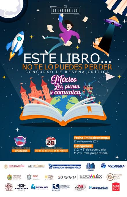 Cartel 2023 del concurso de reseña crítica «Este libro no te lo puedes perder»